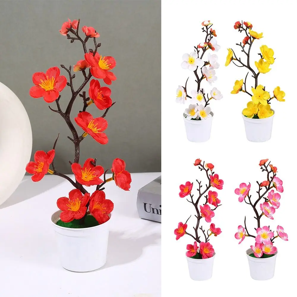 

Многоцветный искусственный цветок бонсай сливовый цветок пластиковый имитация цветка в горшке белый цветочный горшок искусственное растение в цветочном горшке