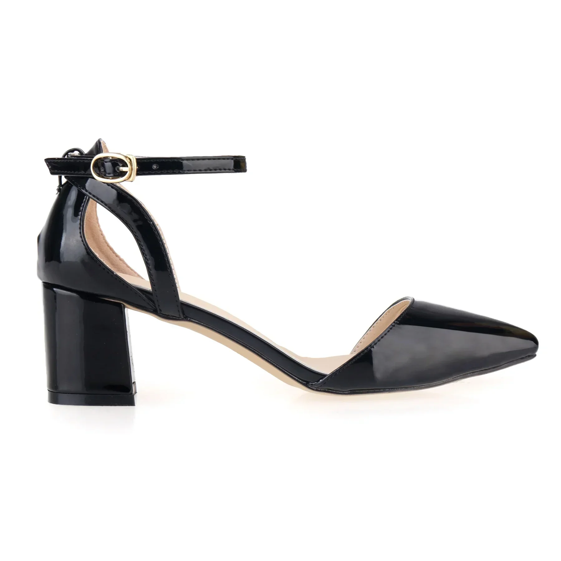 Sandalias de mujer verano Sexy 5cm trabajo único OL tacones altos gruesos punta puntiaguda boca hueca Casual fiesta vestido rojo zapatos de boda