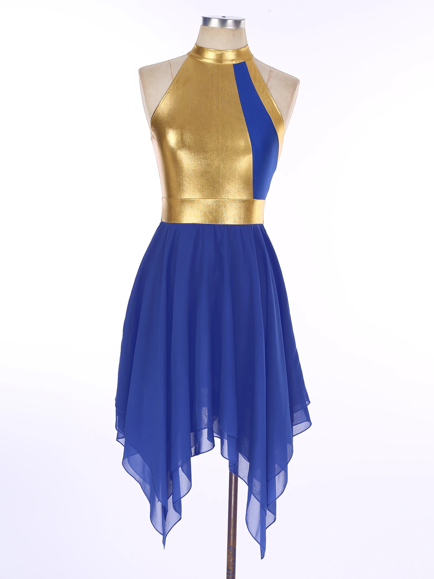 Vestido de baile lírico de salón para mujer, sin mangas, asimétrico, con dobladillo, para fiesta de graduación, Vals, coro de iglesia, ropa de actuación, Ropa de baile