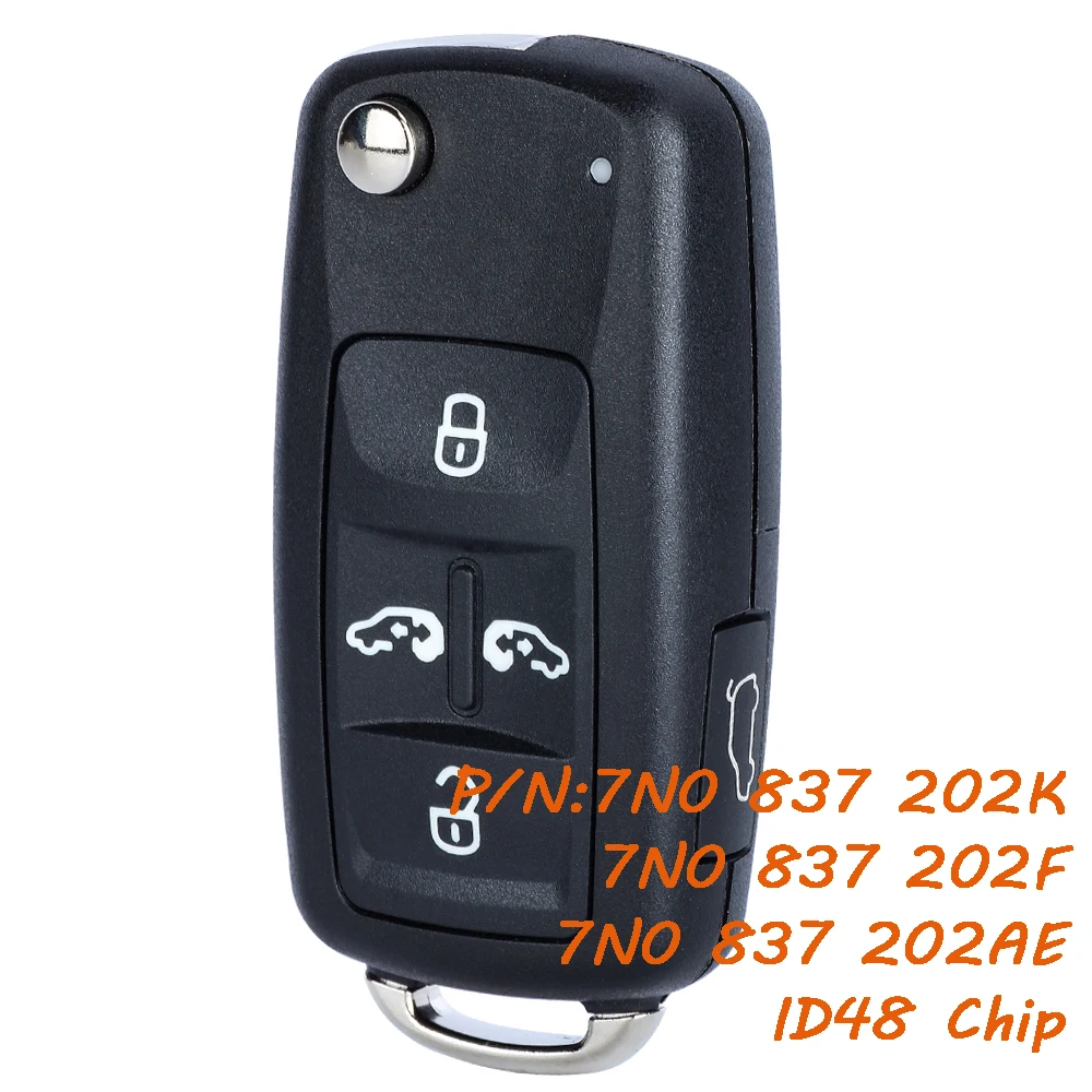 

7N0 837 202К 7N0 837 202F 7N0837202AE Дистанционный брелок для Volkswagen Multivan Sharan T5 Caravelle 2011-2017 ID48 Чип 433 МГц
