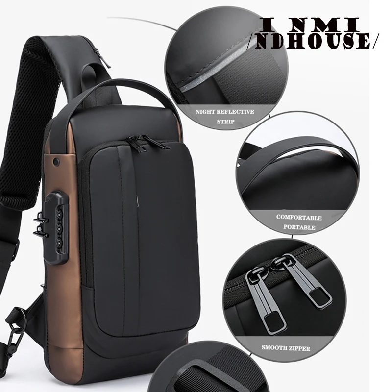 inmindhouse torba na klatkę piersiową moda nowa jednokolorowa męska torba na klatkę piersiowa Outdoor Casual Fashion torba na jedno ramię Crossbody