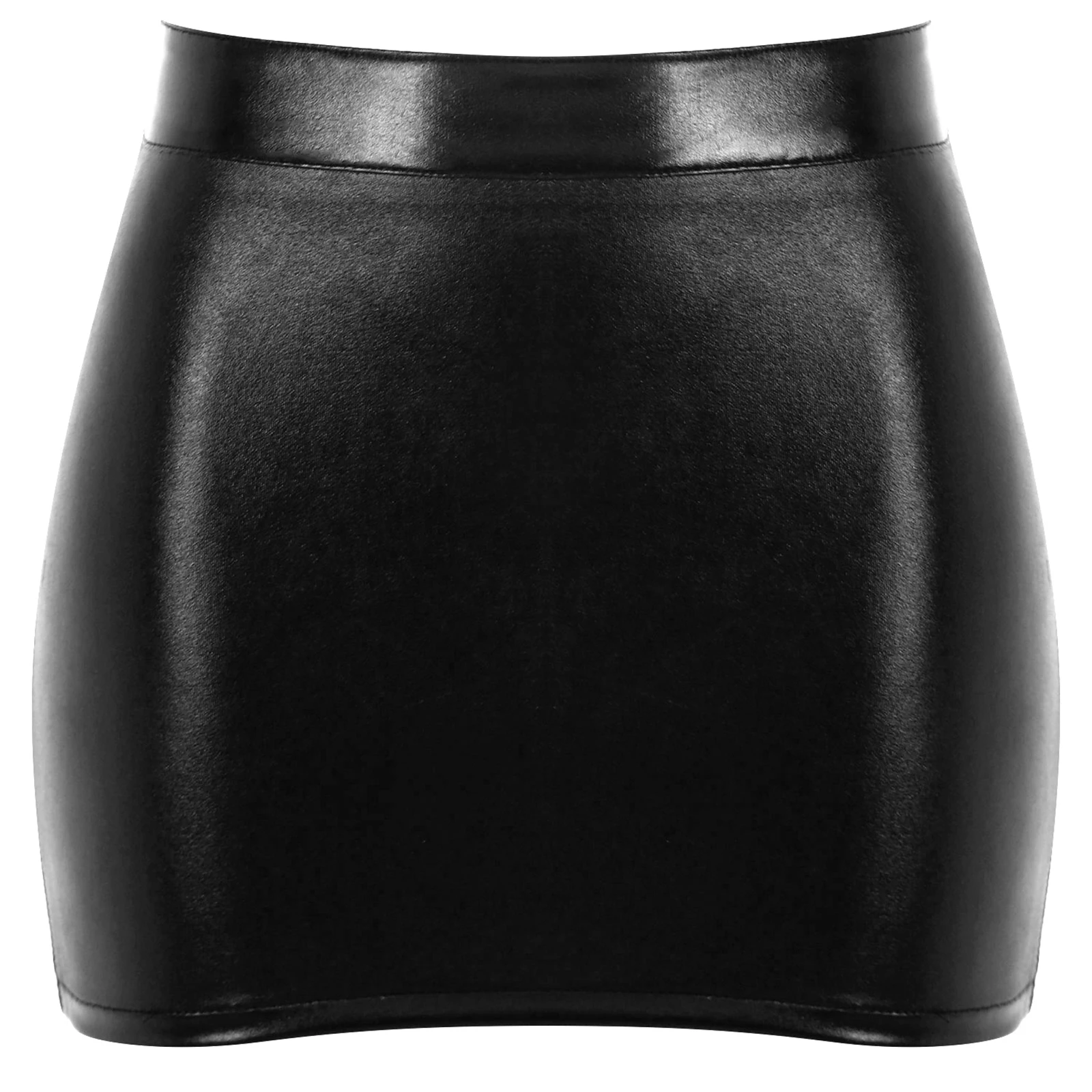 Patent Leather Miniskirt Womens Ladies Femme Shiny Fashion Zipper Back Skirt Pole Dancing Rave Outfit Costume