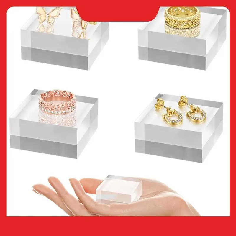 4 قطع كتل أكريليك للعرض 2X2X1 بوصة مربع الناهض عرض تقف الكأس للمجوهرات الكأس