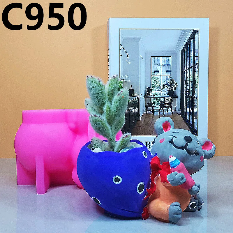 قالب سيليكون لزراعة فأر الأطفال للأواني النضرة، ديكور جص ثلاثي الأبعاد، حرف يدوية الصنع