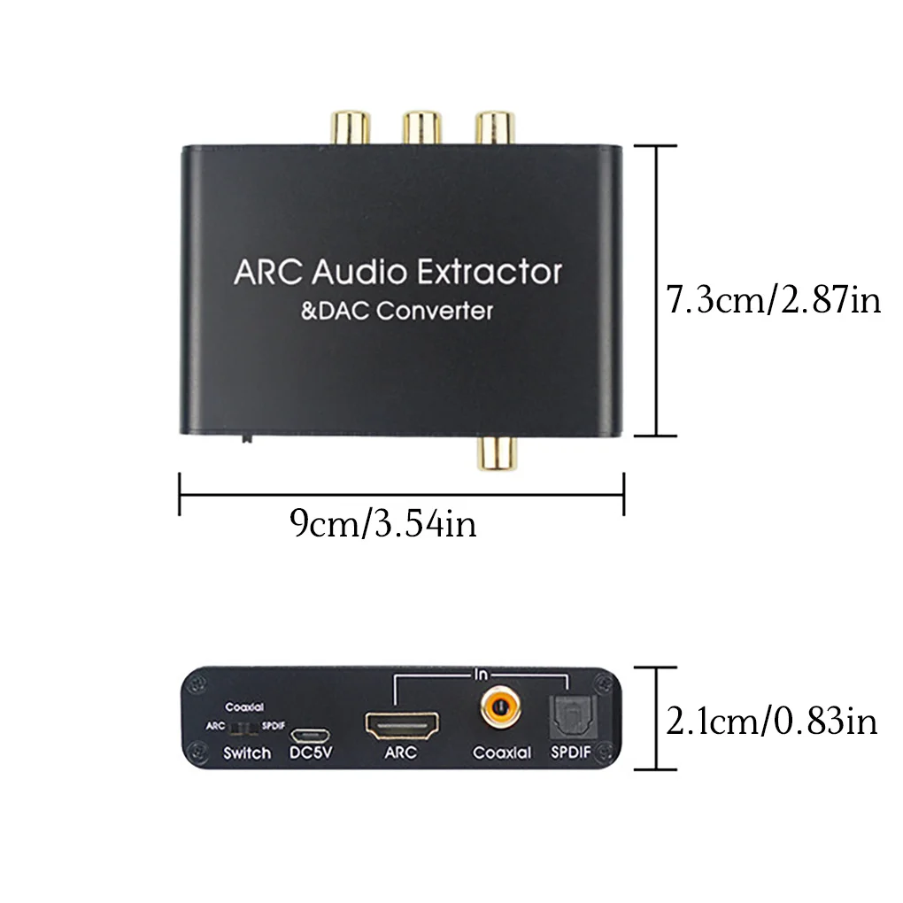 Adaptador Extractor de Audio ARC, conector de 3 y 5mm, compatible con HDMI, Digital, óptico, analógico, convertidor DAC, divisor para TV