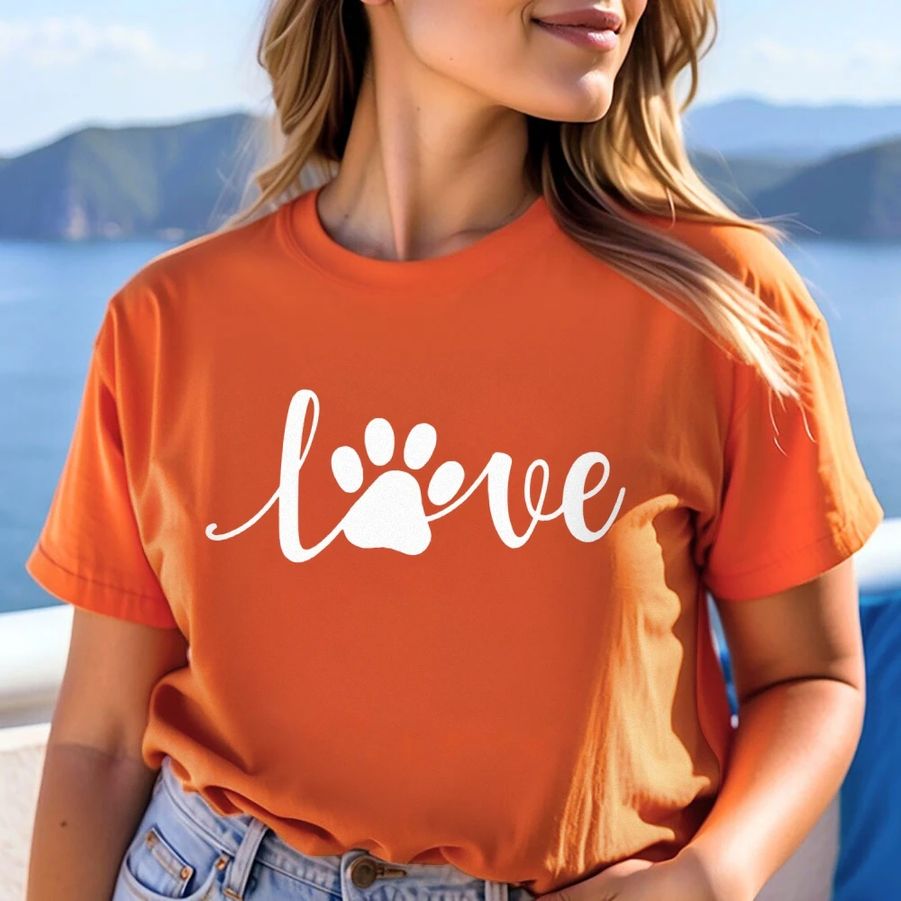 

Y2K Style T-Shirts For Women Cotton Graphic Tees Tops Casual Comfortable Street Dog Love Animal Fashion Versatile Soft Material