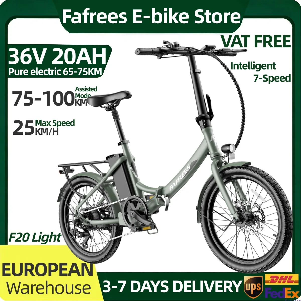 Bicicletta elettrica Fafrees F20 Light 36V20Ah per adulti, pneumatici 20*1.95 pollici, telaio in acciaio ad alta resistenza, 7 modalità di assistenza alla pedalata, autonomia 75-100 km, mountain bike