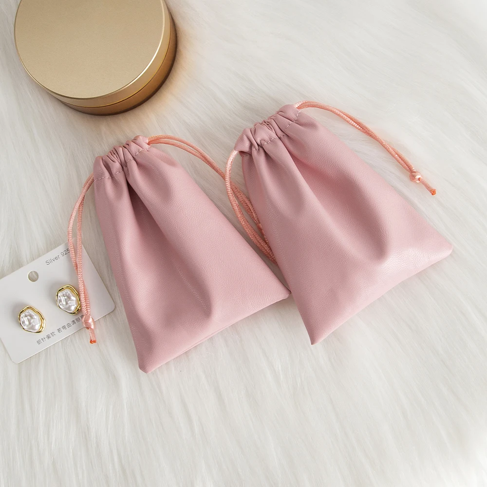 10 Stück PU-Leder rosa Schmuckbeutel Ring Ohrring Armband Kordelzug Beutel Gefälligkeiten tragbare Reise Seife Süßigkeiten Aufbewahrungstasche – Detail 6