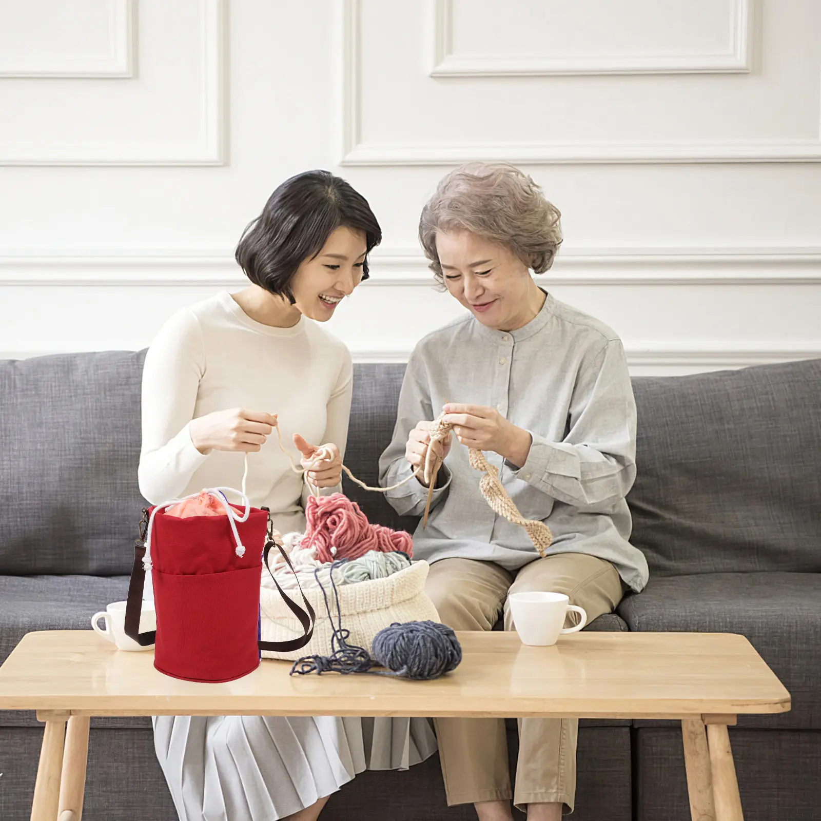 

Сумка для вязальных принадлежностей, портативный органайзер для хранения пряжи, крючков для вязания, спиц, швейных принадлежностей, компактный дорожный чехол