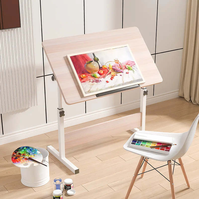 

Folding Bedside Table Mobile Lifting Pulley Painting Simple Computer Table Desk Home Student Writing Table
