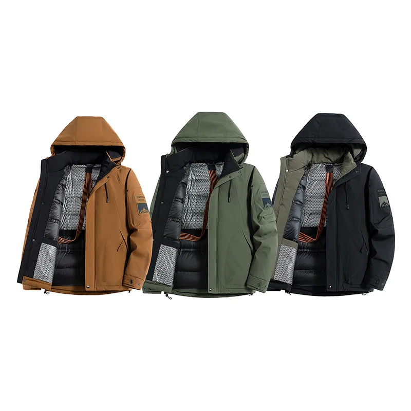 Tren 2026 Jaket Bulu Angsa Palsu Dua Lapis Anti Angin Anti Kusut Untuk Pria, Mantel Hangat Tahan Dingin Dengan Isolasi Termal Musim Dingin