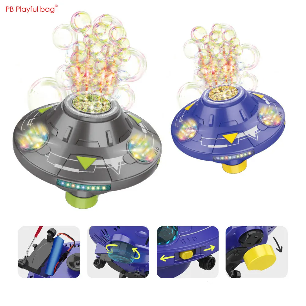 UFO Bubble Machine Flying Saucer Kid Toy Rotation Obstacle Avoidance Disc Fully Automatic Universal Wheel Children Gift AC204