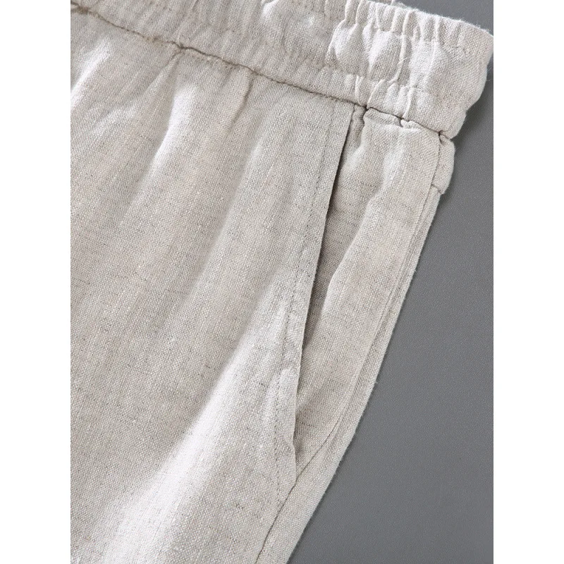 

Men's Summer New Sle Linen Straight Leg Nine-Tenths Pants Comfortable Breathable Lightweight Cool Pants Casual Faion