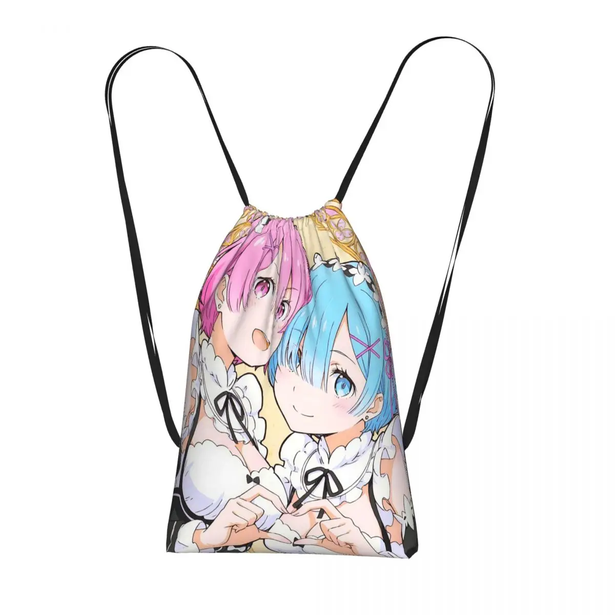 Life In A Different World From Zero Anime Rem Backpacks Fashion Drawstring Bundle Pocket Sports Bag Book Bags for Travel School
