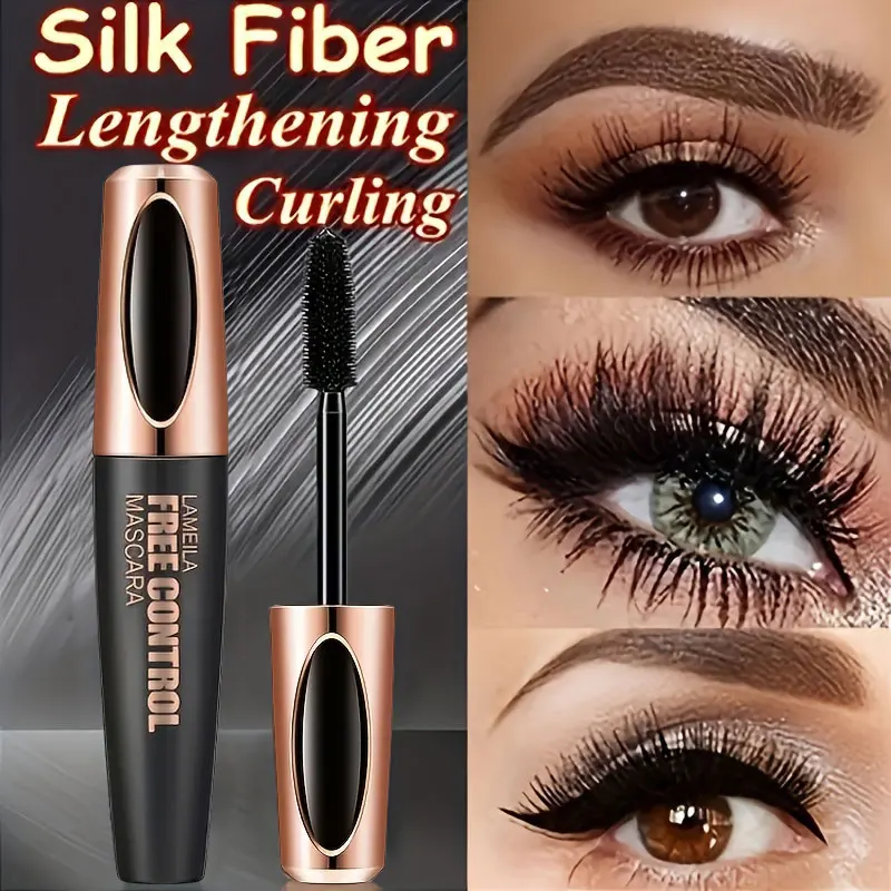 Mascara à cils en Fiber de soie 8d, imperméable, épais, allongeant, bouclé, longue Extension noire