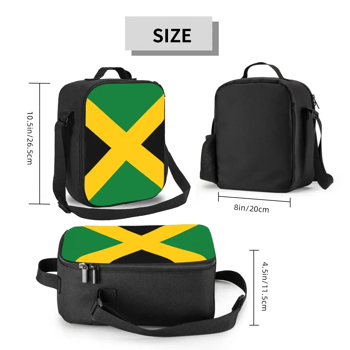 Jamaican Flag Thermal Insulated Lunch Bags Women Patriotism Resuable Lunch Tote for Outdoor Camping Travel Bento Food Box