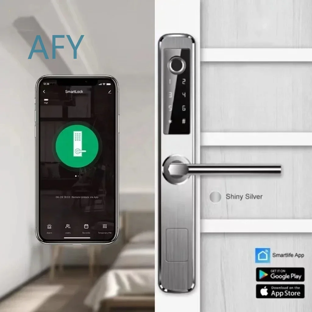 Smart Life Aluminum Outdoor IP65 Waterproof Gate Door Fingerprint Lock for Smart Door Security Access Control System for Home
