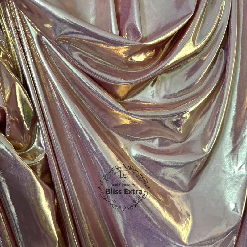 Soft Sparkly Gold Liquid Metallic Spandex Fabric for Dance Wear Costumes Dress  Background Decoration Clothing Designer Material