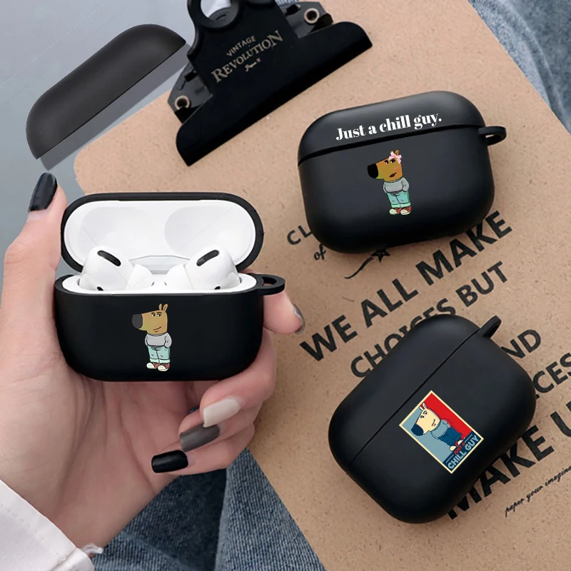 Cute Funny Cartoon Dog Chill Guy Case for Airpod Pro2 1 2 3 4 Pro Meme Wireless Headphone Cover for Air Pods 4rd Gen Funda