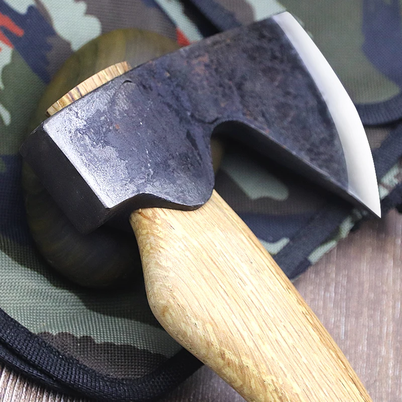 Hand-forged high carbon steel axe household firewood rural tree cutting woodworker special axe sharp outdoor camping axe