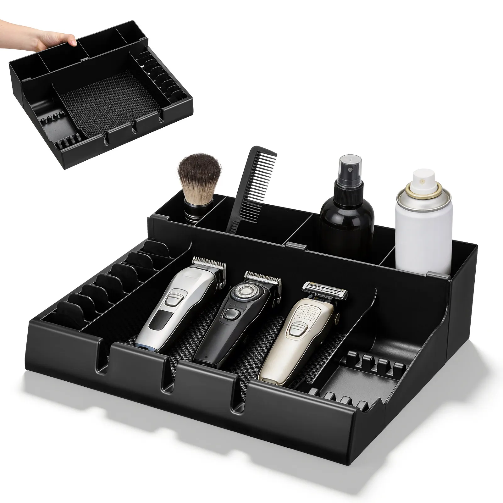 Barber Tool Holder Organizer Portable Tray Clips Setup ABS Organizing Station Case Salon Barber Clippers Tray Organizer
