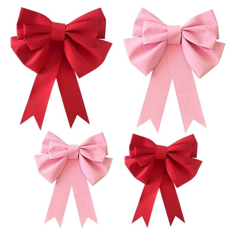 1set Red/Pink Bow Material 3D Wrapping Bows Valentine Day Gift Wreath Decoration Giant Knot Wedding Birthday Party Favors Supply