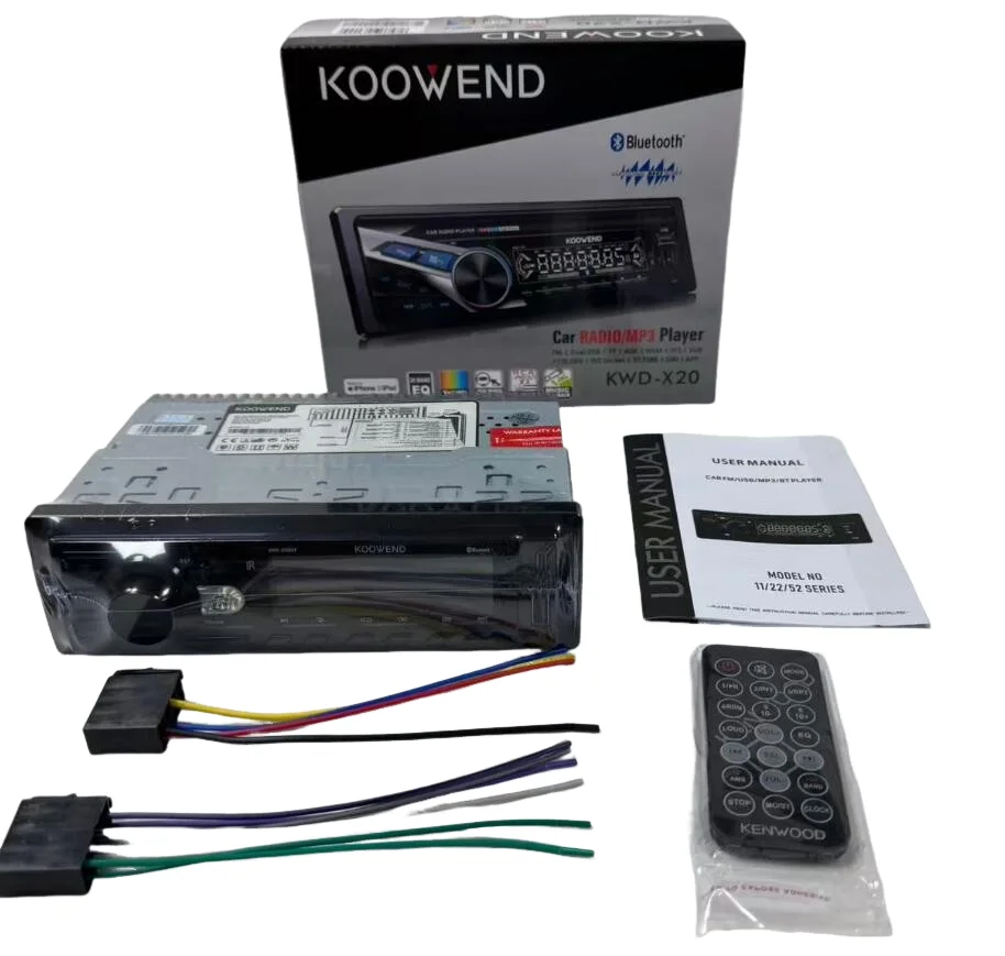 Receptor Multimedia Digital para Auto Kenwood KMD-X20 1-DIN, Reproductor de MP3 con Bluetooth y USB, Radio AM/FM Auxiliar, Compatible con Smartphones y Spotify