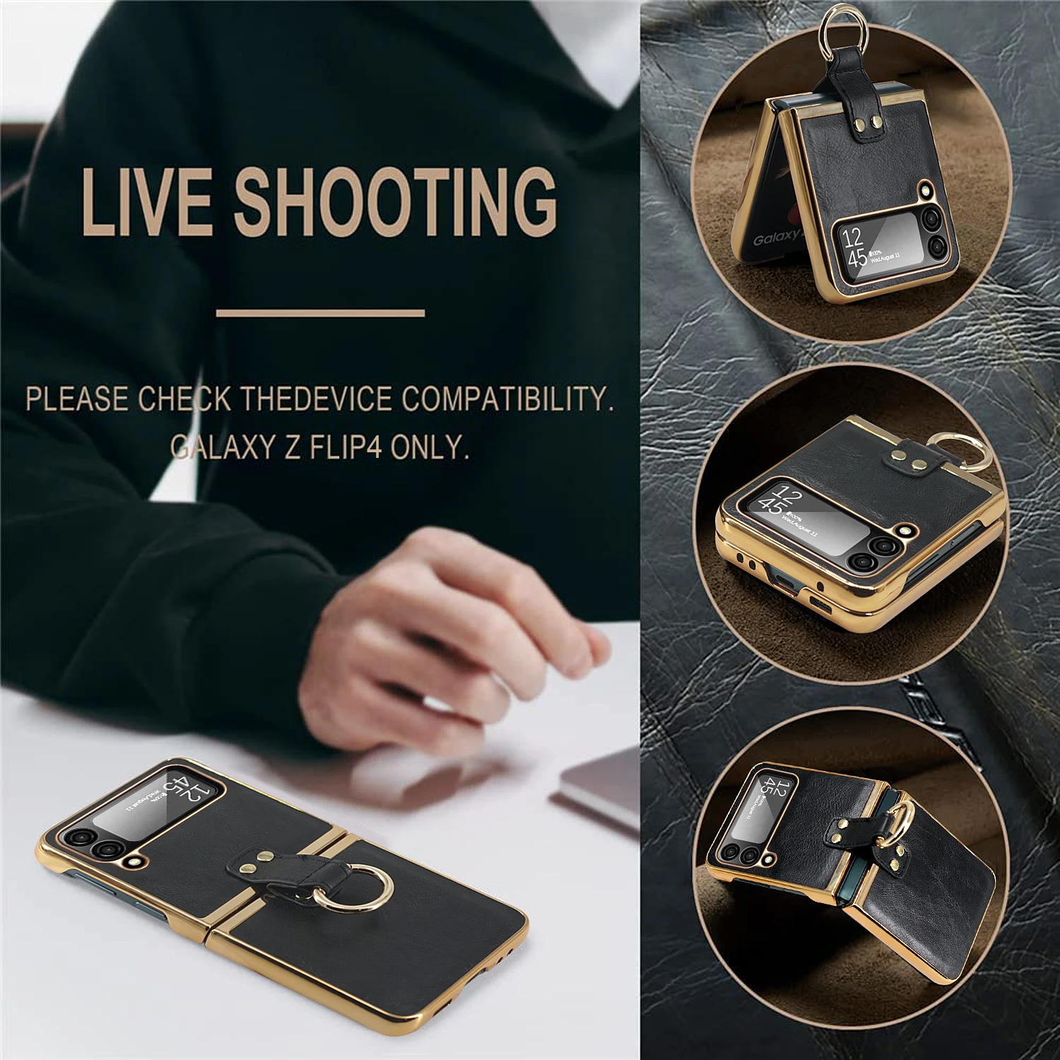 Luxury Business Retro Leather Case for Samsung Galaxy Z Flip 3/Z Flip 4 Folding Screen Shockproof Protective Cover Funda