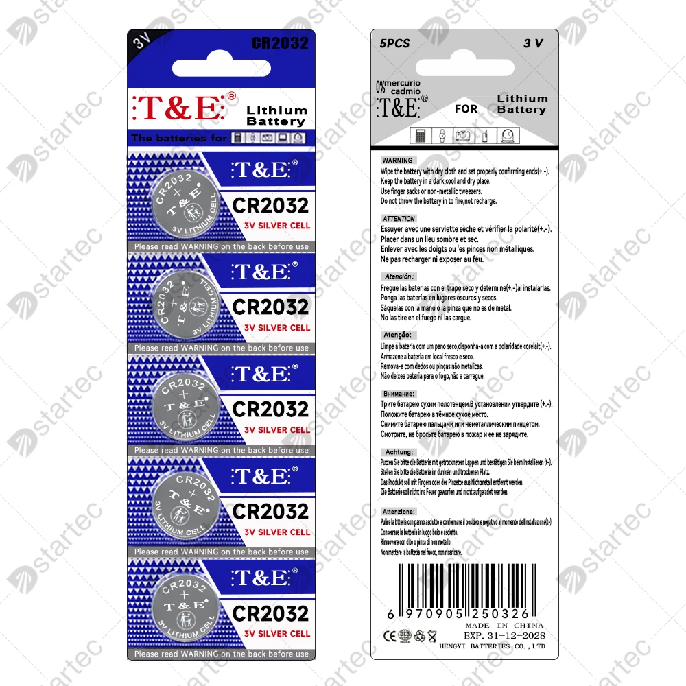 10PCS 240mAh CR2032 5004LC CR 2032 3V Lithium Coin Cell Battery, Watch Toys Electronics Car Key Button Batteries Long Lasting