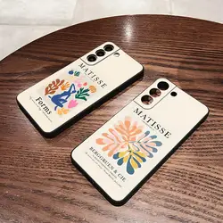 Henri Matisse cat flowers Art Phone Case for S23 Fe Samsung S24 Ultra S22 S20 S21 Plus Galaxy A54 A34 A24 A53 Note 20 Back Cover