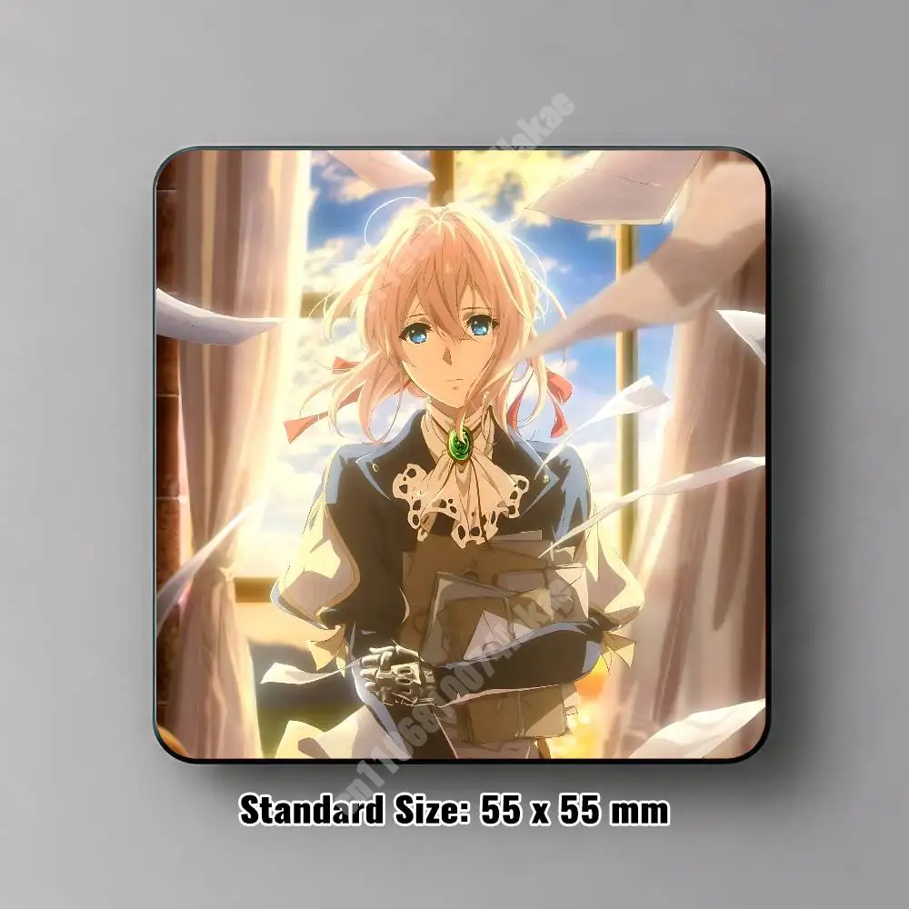 V-Violet E-Evergarden Magnetic Sticker Reflective Fridge Decal for Metal Surfaces Magnet Sign