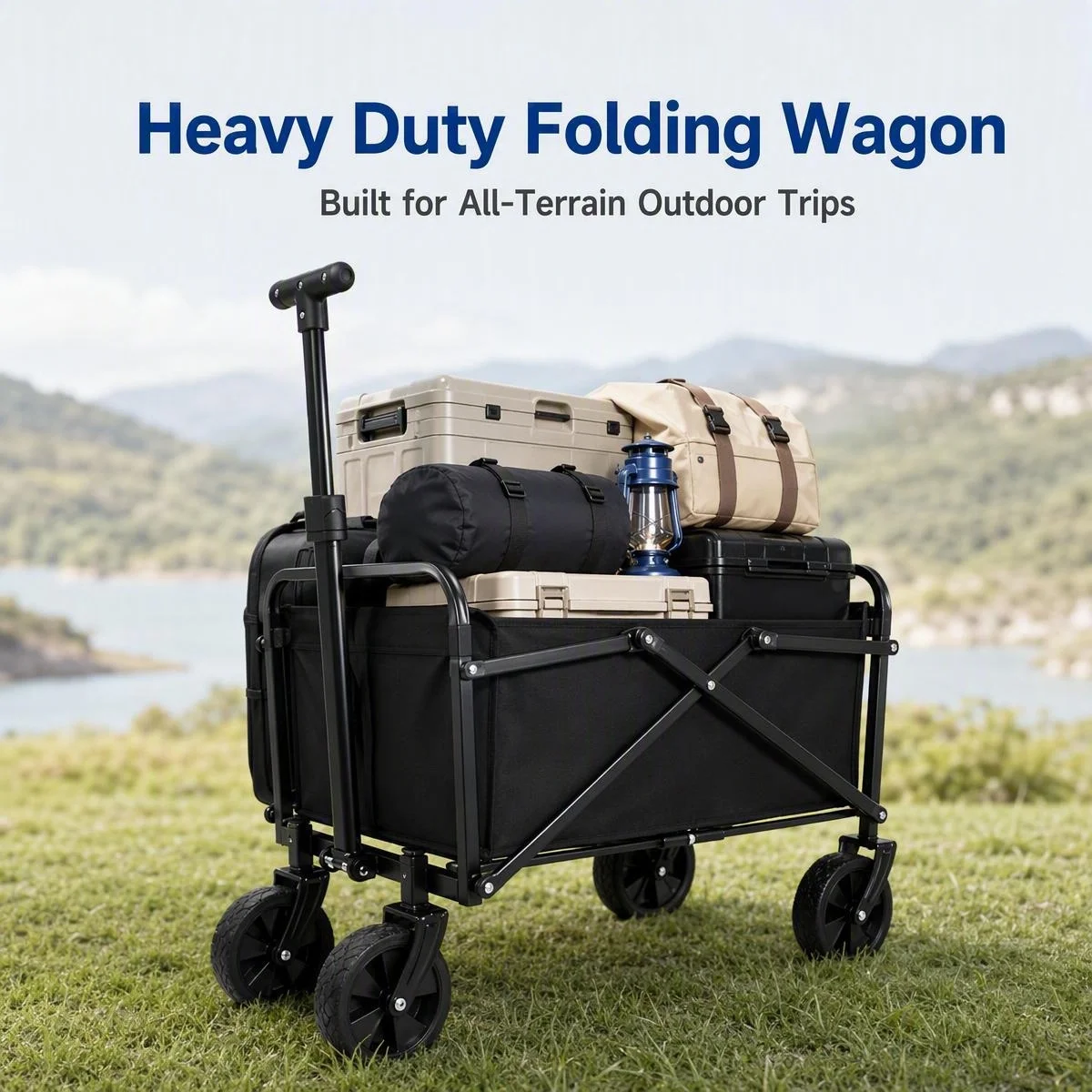 Factory Wholesale OEM 5 inch Lightweight Mini Folding Camping Wagon Oxford Cloth Portable Outdoor Picnic Shopping Trolley Cart