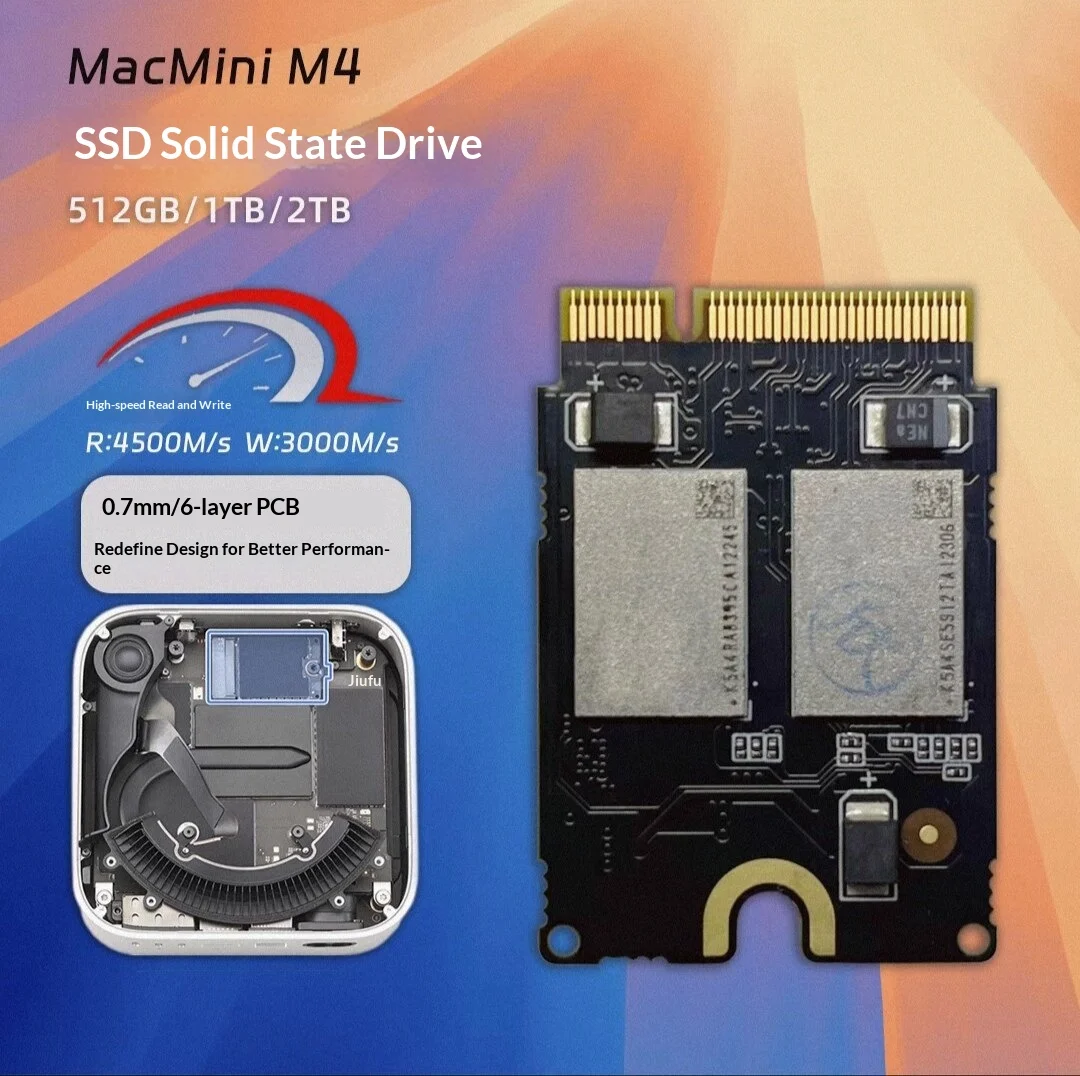 NEW SSD M4 Mac Mini-2TB/1TB/512GB Internal Solid State Hard Disk M4 SSD Drive 10-Layer PCB Board For MAC MINI M4 SSD Capacity