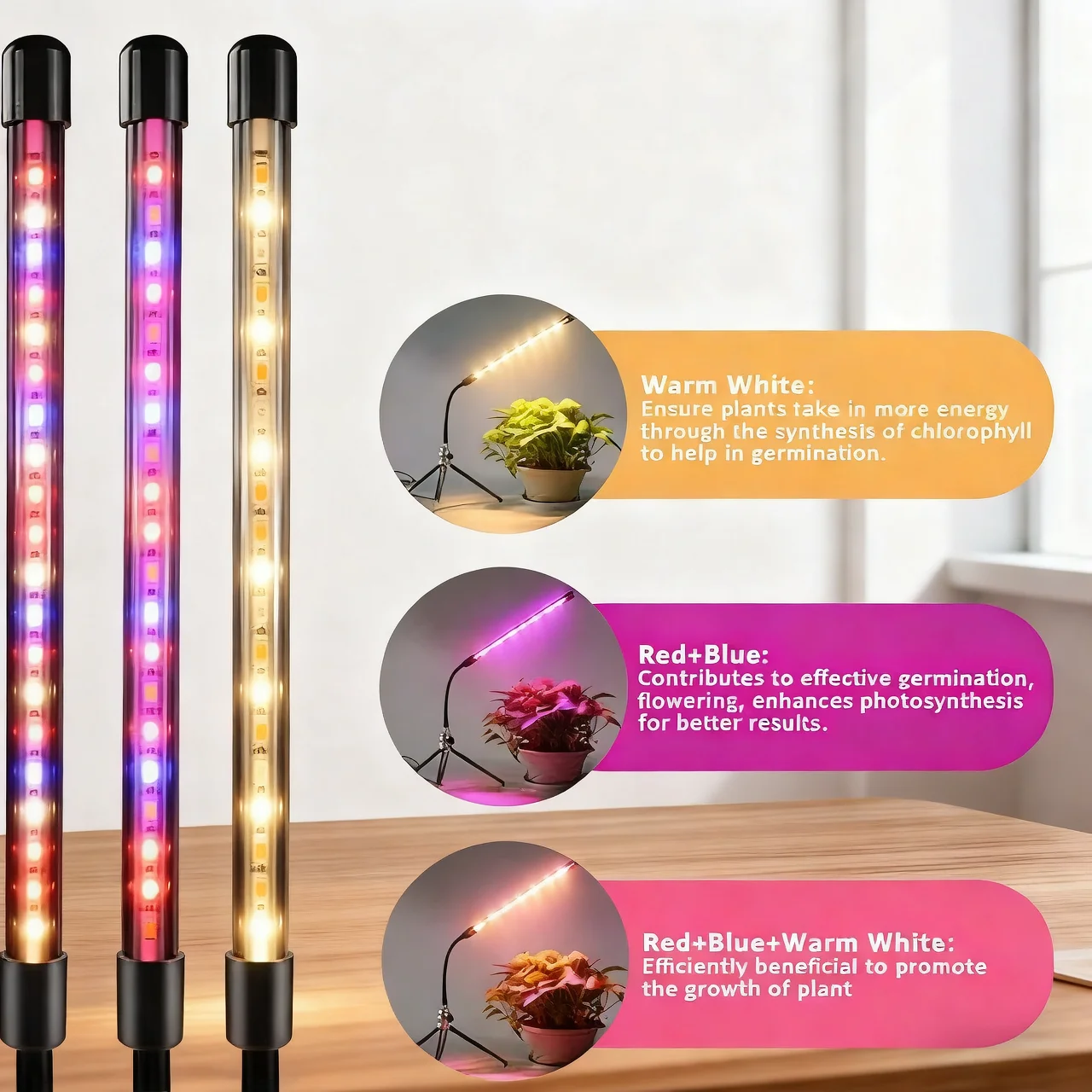 3 ألوان ترايبود نمو النبات مصباح USB توقيت التحكم 3/9/12 ساعة داخلي زهرة الشتلات النبات الإضاءة عكس الضوء Led تنمو ضوء #3