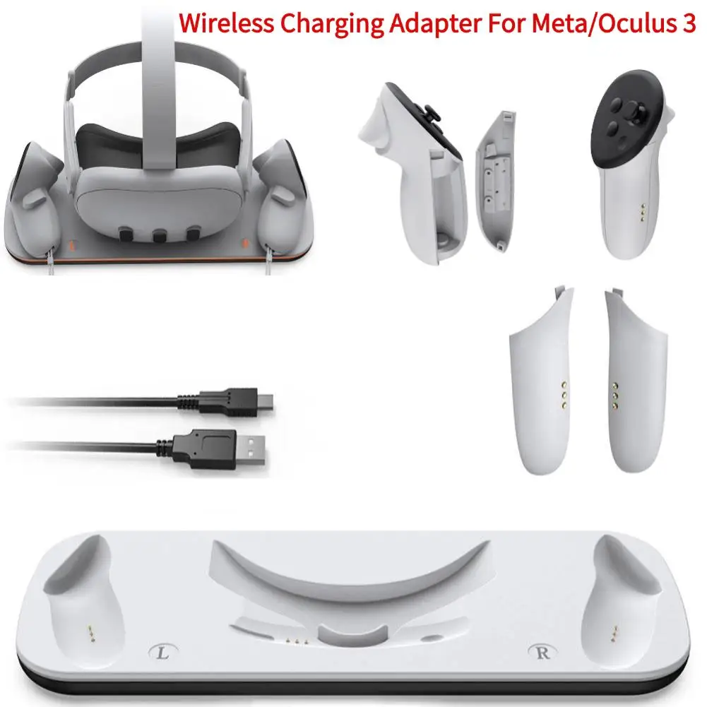 Wireless Charging Adapter For Meta/Oculus 3 VR Accessories Fast Charging Base Charger Station for Meta Quest 3 Charging Dock