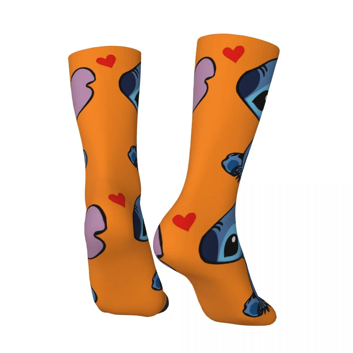 Crazy compression In Love Sock for Men Harajuku Disney Lilo & Stitch Film Seamless Pattern Crew Sock Novelty