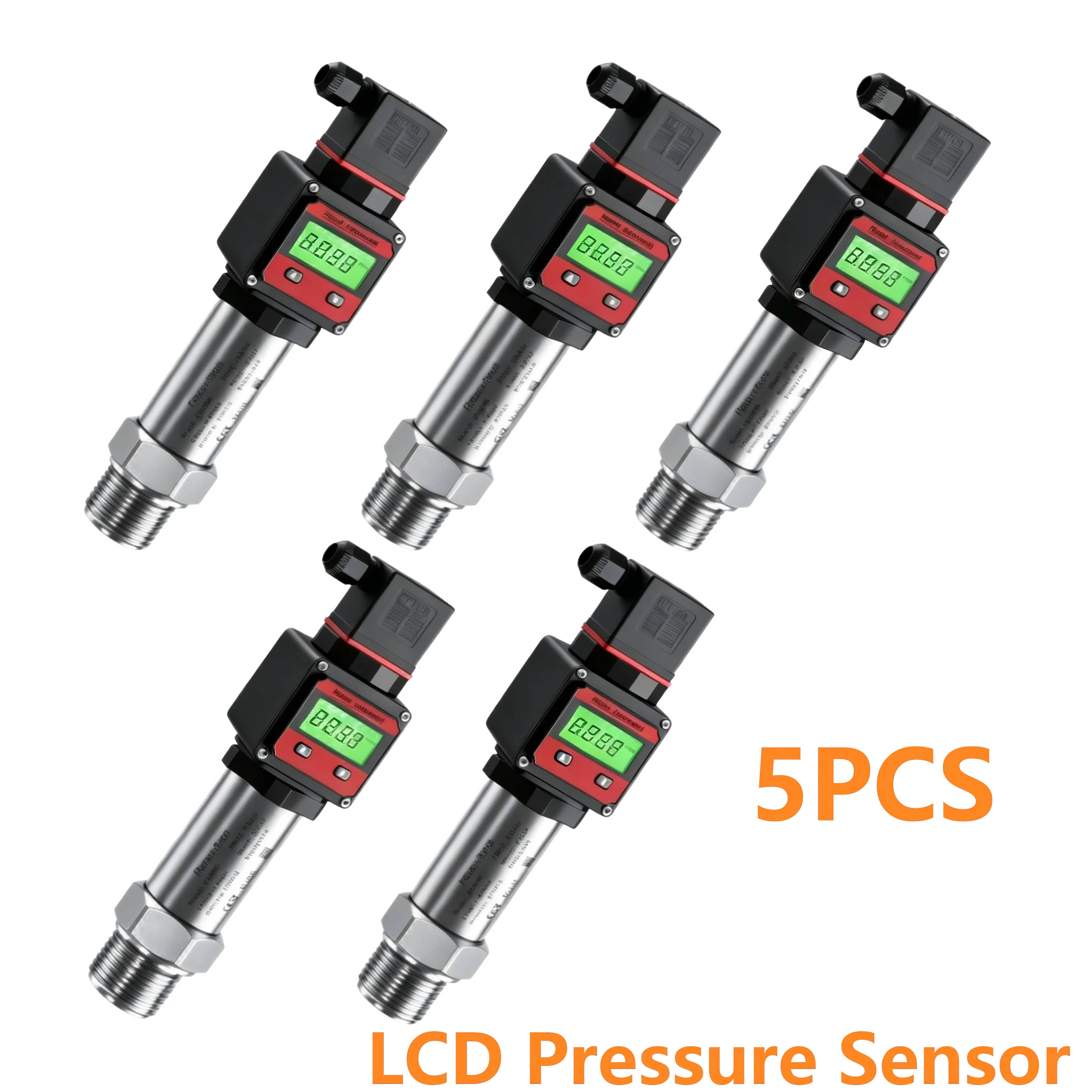 0-1bar to 4-20mA LCD 5 pcs Pressure Transmitter for Water Oil Gas 50bar 200bar Digital Display Pressure Sensor Gauge 0-10V RS485