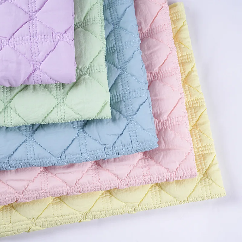 0.5/1/2M Multi Line Grid Quilted Cotton Colorful Micro Wrinkled Fabric Warm for DIY Sewing Bag,Coat,Jacket Handmade Fabrics New