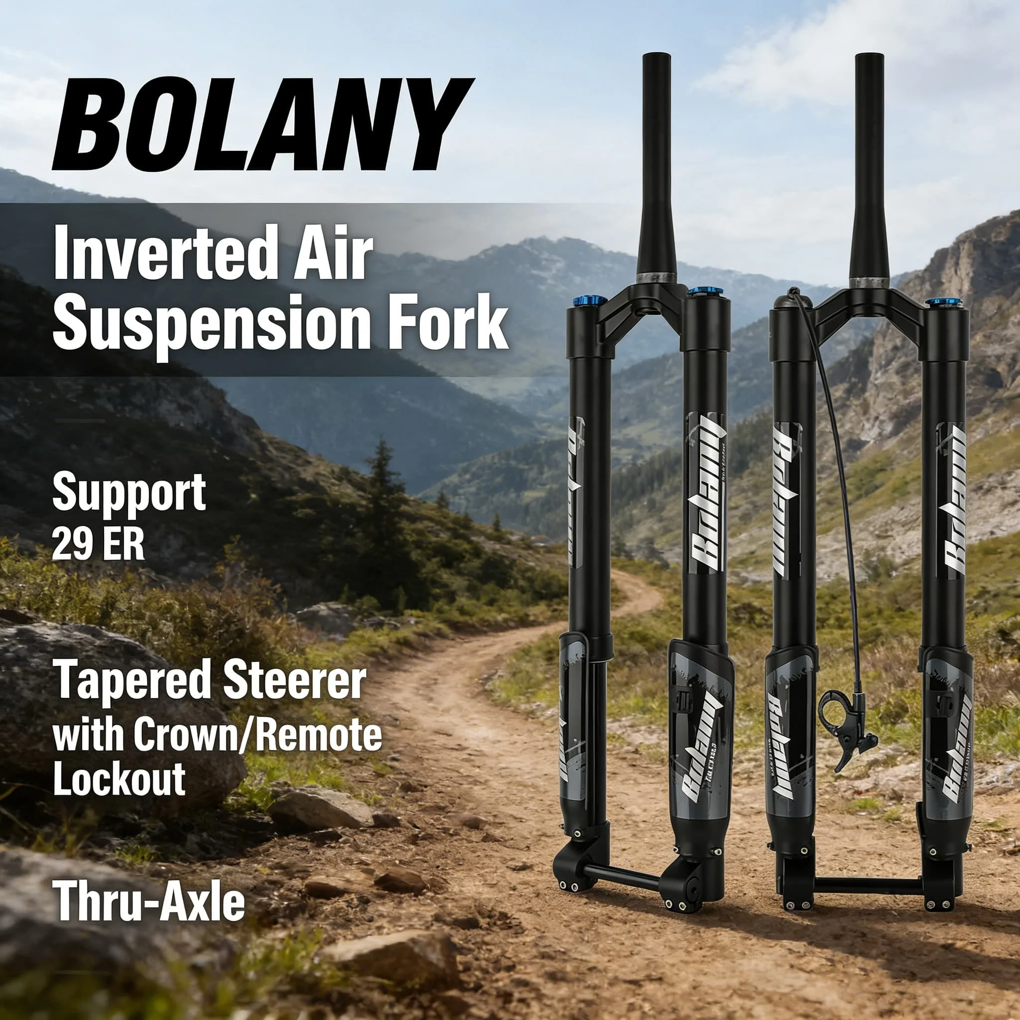 

BOLANY Mountain Bike Inverted Air Pressure Front Fork Thru-axle BOOST Downhill Damping Adjustment Thru-axle 160 Strokes 29 ER