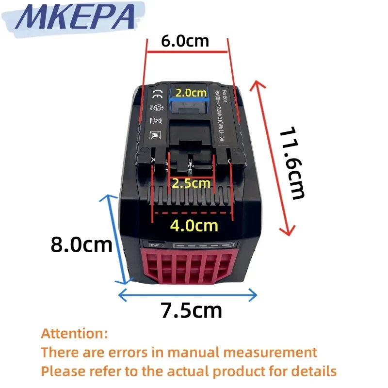 18V Battery 12Ah for Bosch Electric Drill 18V Rechargeable Li-ion Battery BAT609, BAT609G, BAT618, BAT618G, BAT614 + 1Charger