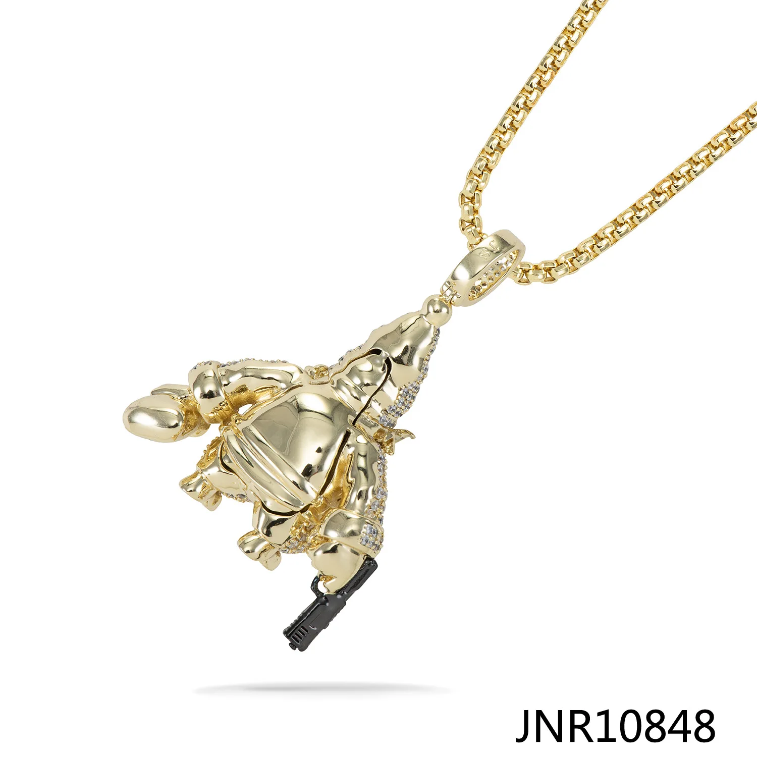 Hip Hop Sea Thief Gold Plated Diamond Necklace Pendant Cuban Link Fashion Jewelry