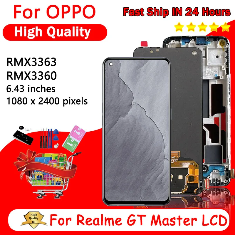 OLED Quality For OPPO Realme GT Master Edition RMX3363 lcd Display With Fingerprint Touch Panel Screen Digitizer Assembly