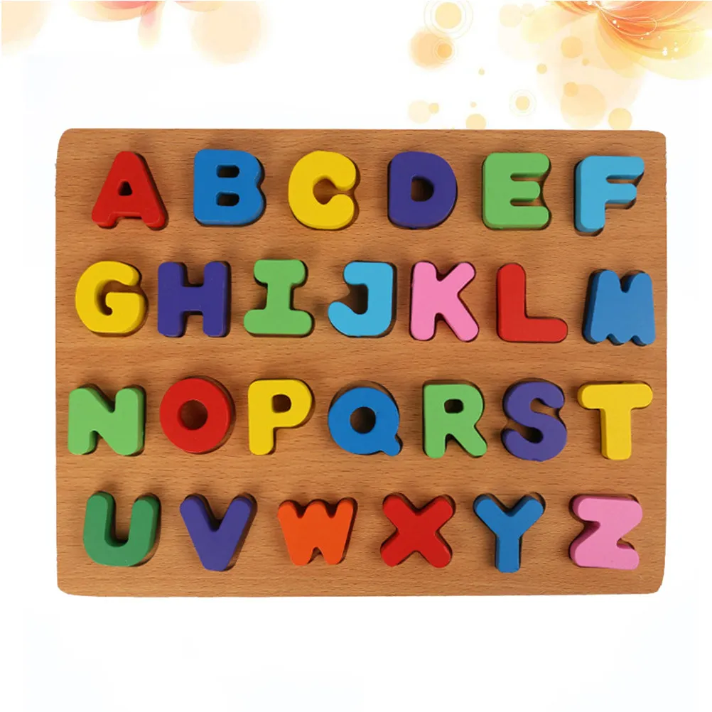

Wooden 26 Uppercase Letters Puzzle Board Educational Cognitive Letter Recognition Color Learning Phonological Awareness