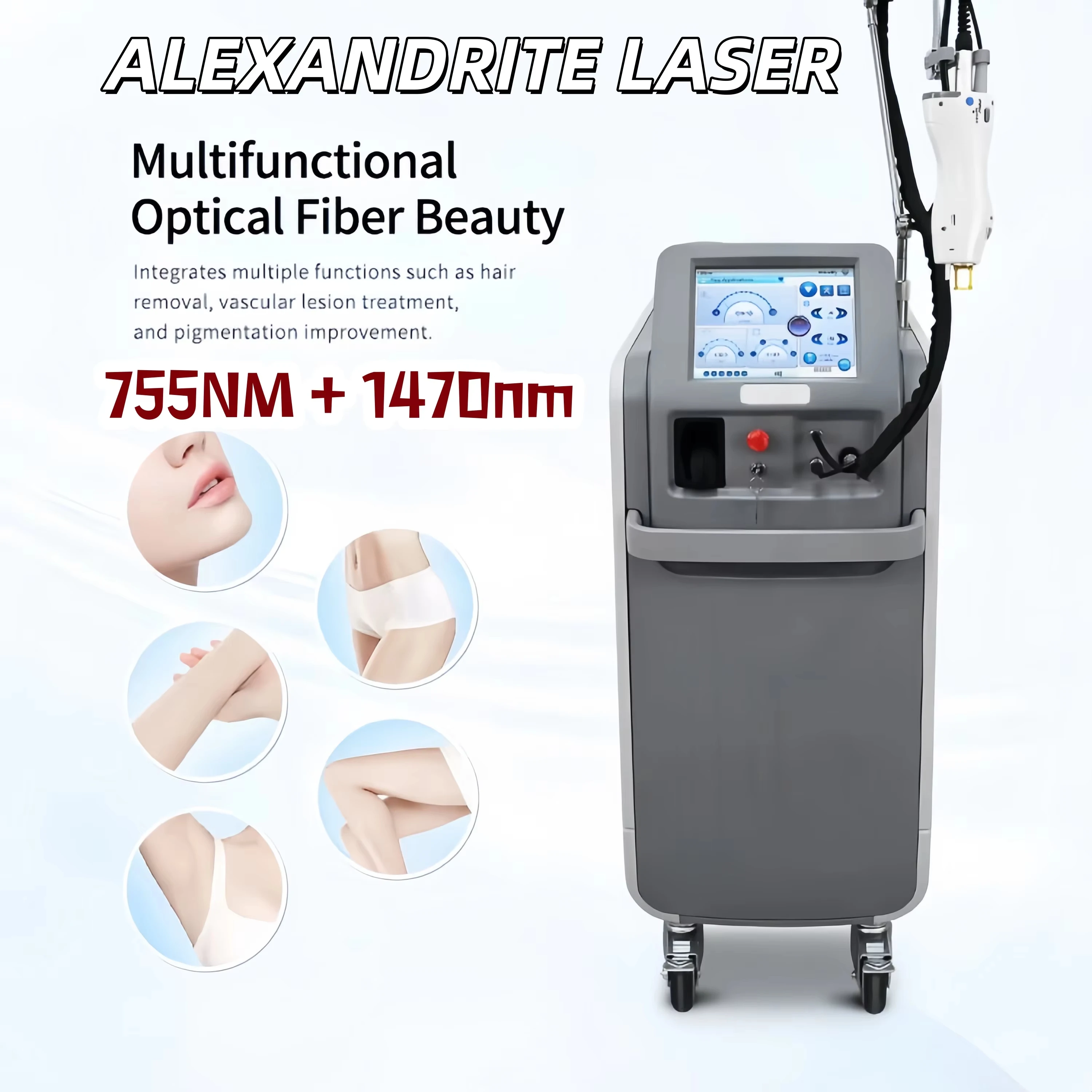 Máquina clínica de depilación indolora de alta calidad con láser de alexandrita 755nm y 1064nm
