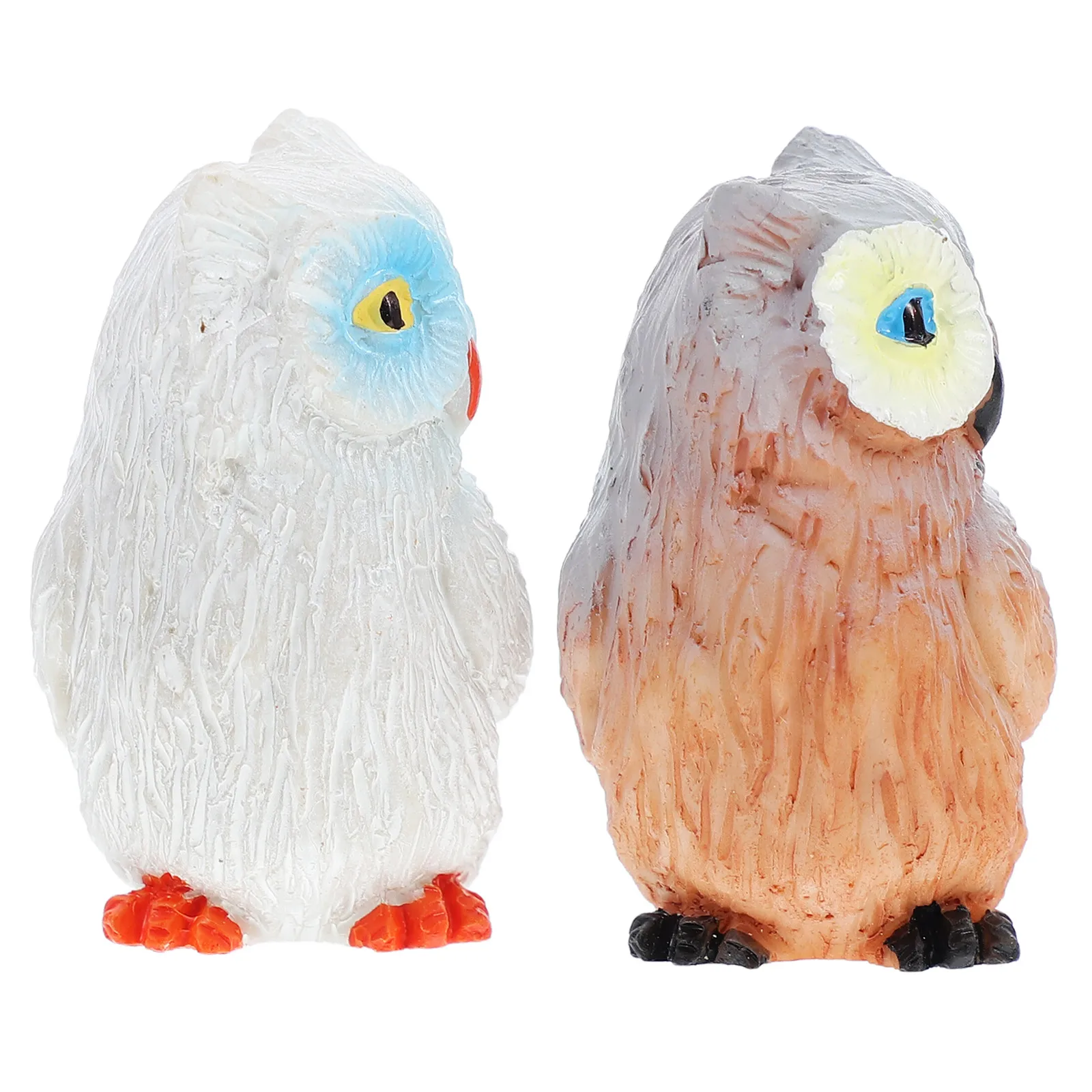 2Pcs Adorable Resin Owl Garden Statues Lifelike Mini Animal Ornament for Micro Landscape Bonsai Outdoor Yard Indoor
