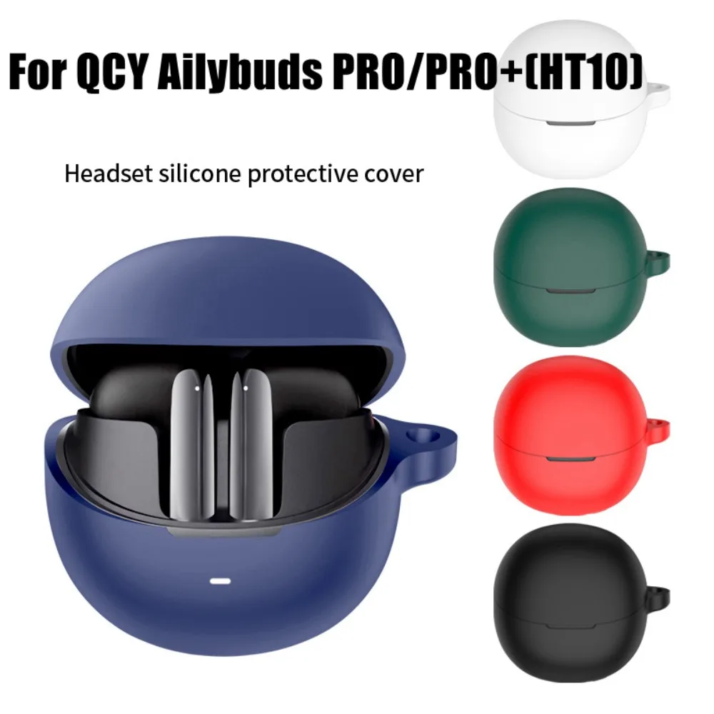 New Silicone Case Cover Shockproof Anti-Scratch Protector Headphone Accessories with Hook Shell for QCY Ailybuds PRO/PRO+(HT10)