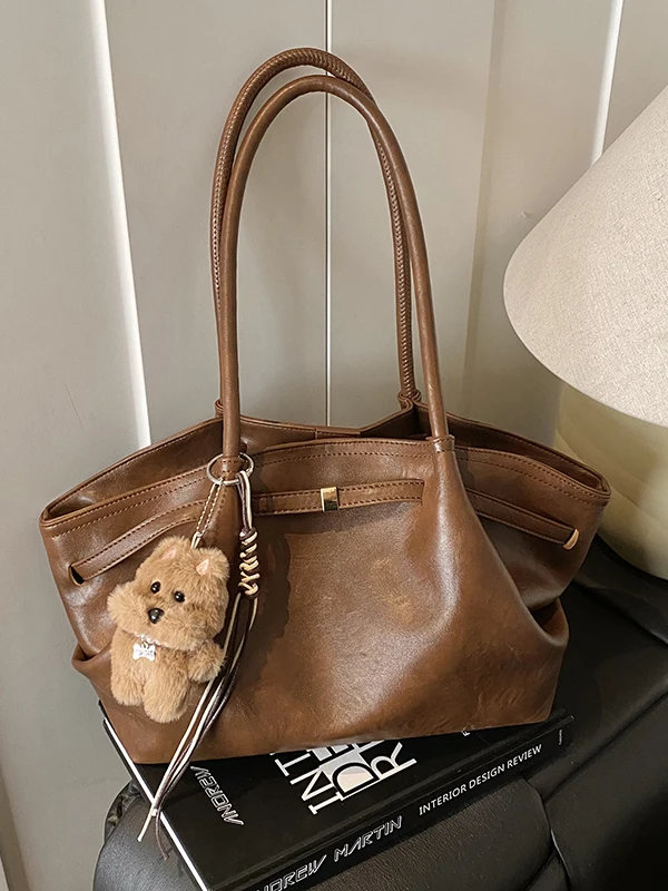 

Большая вместительная ретро-сумка-тоут на одно плечо, осенне-зимняя коллекция 2025, новая американская повседневная городская сумка для работы