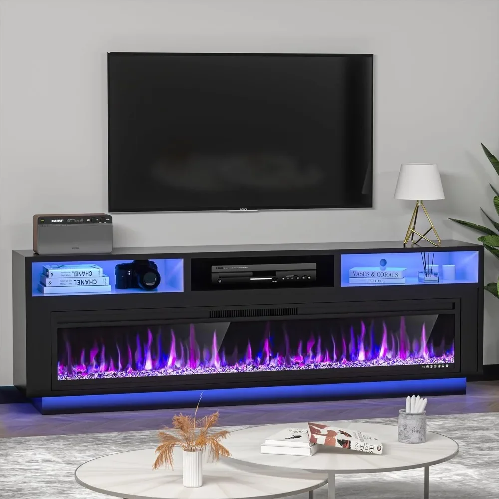 

Fireplace TV Stand for TVs Up to 65" with 52" Electric Fireplace, TV Console for The Living Room, LED Light Entertainment Center