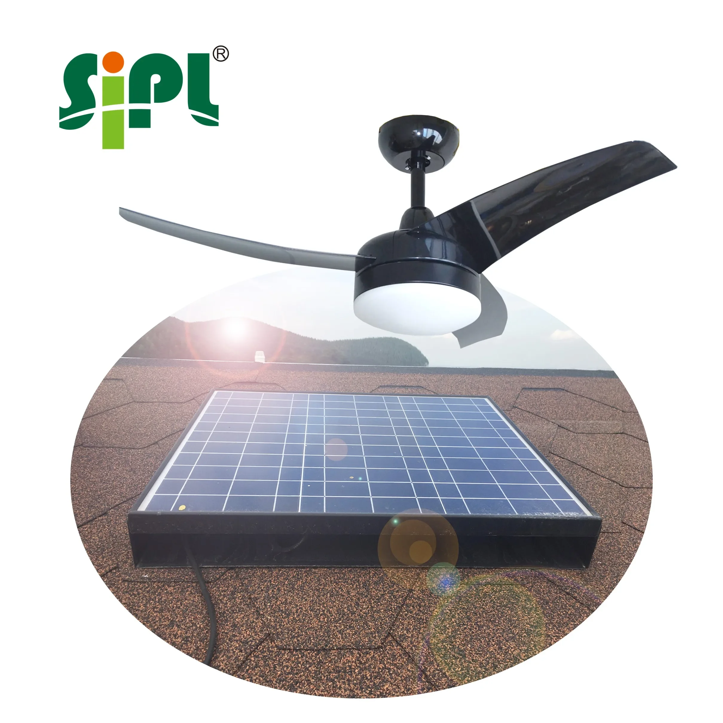 Home Appliance 42 Inch Solar Ceiling Fan Dc Motor Fan 40 Watt Solar Panel Cooling Fan