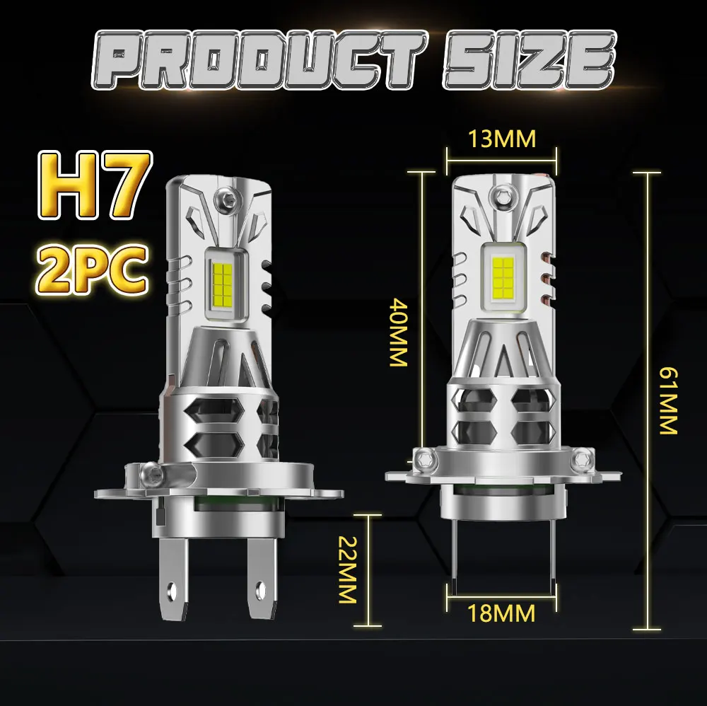 H7 LED Car Lights Super Bright CanBus Headlight Bulb New Version Upgrade PHeadlamp Stronger light penetration With Fan Car LED